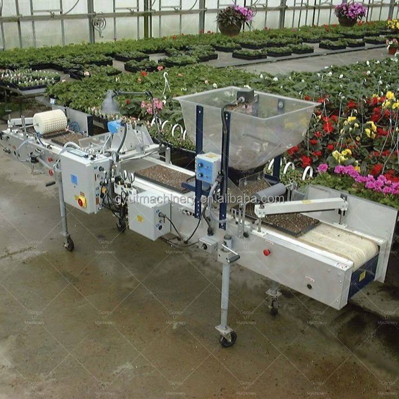11-rij microgreens zoete erwten schoten zaaier en top coater machine voor en oogst